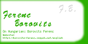 ferenc borovits business card